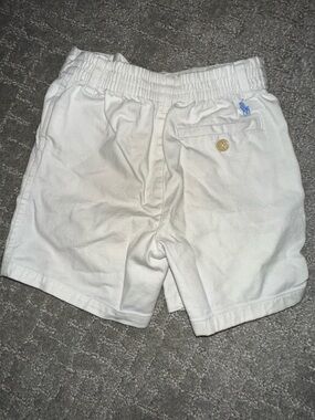 Ralph Lauren White Elastic-Waist Cotton Polo Shorts with Embroidered Pony